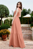 Square Sleeveless Chiffon Bridesmaid Dress Ruched Ruffles Formal Evening Dresses with Bow