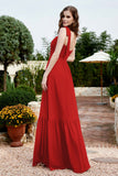 Square Sleeveless Chiffon Bridesmaid Dress Ruched Ruffles Formal Evening Dresses with Bow