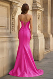 Bow Sweetheart Light Blue Mermaid Long Prom Dress