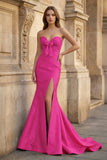 Bow Sweetheart Light Blue Mermaid Long Prom Dress