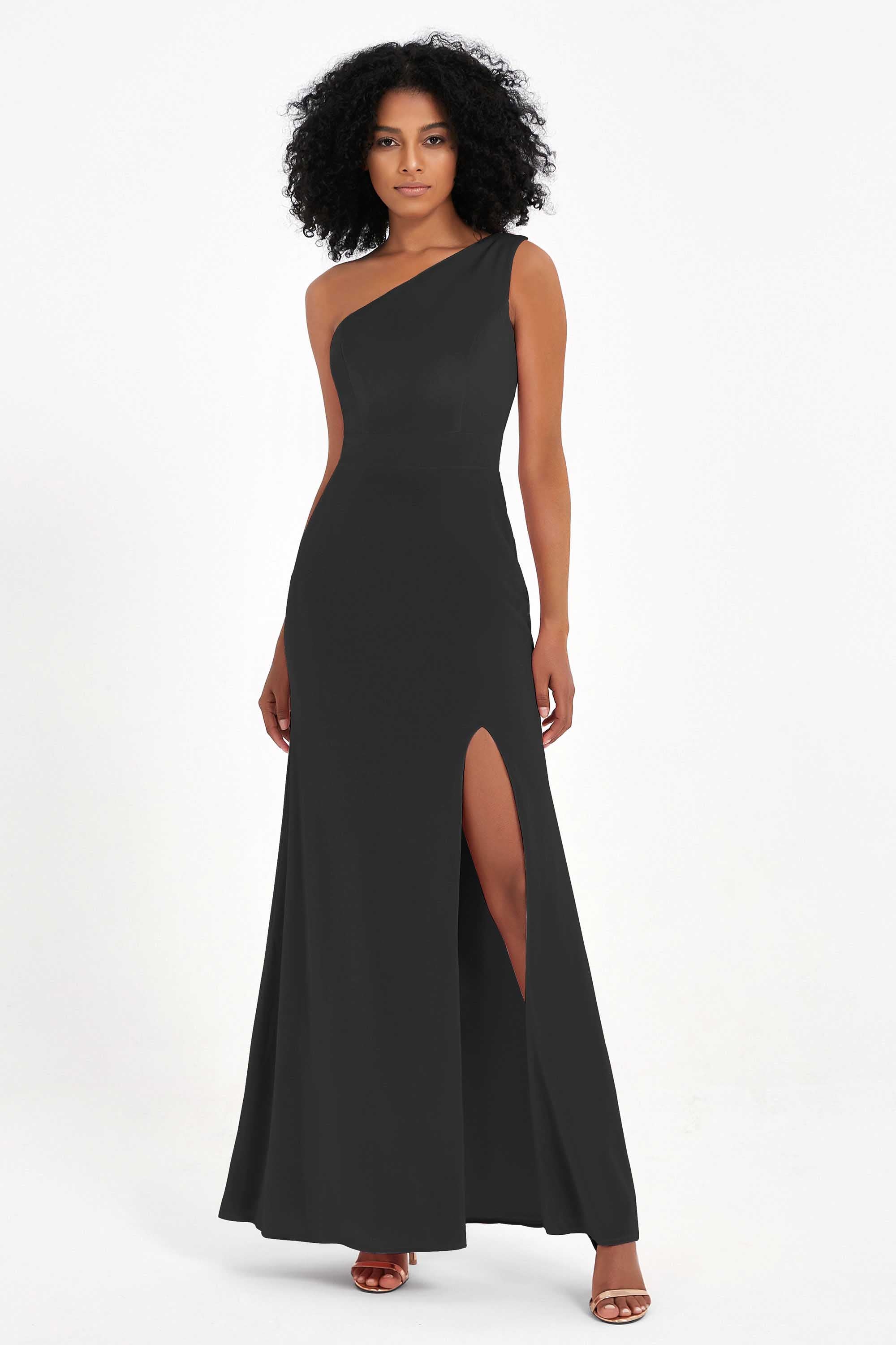 One Shoulder Sheath Sexy Formal Evening Party Dresses with Slit Bridesmaid Dress Prom Gowns