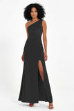 One Shoulder Sheath Sexy Formal Evening Party Dresses with Slit Bridesmaid Dress Prom Gowns