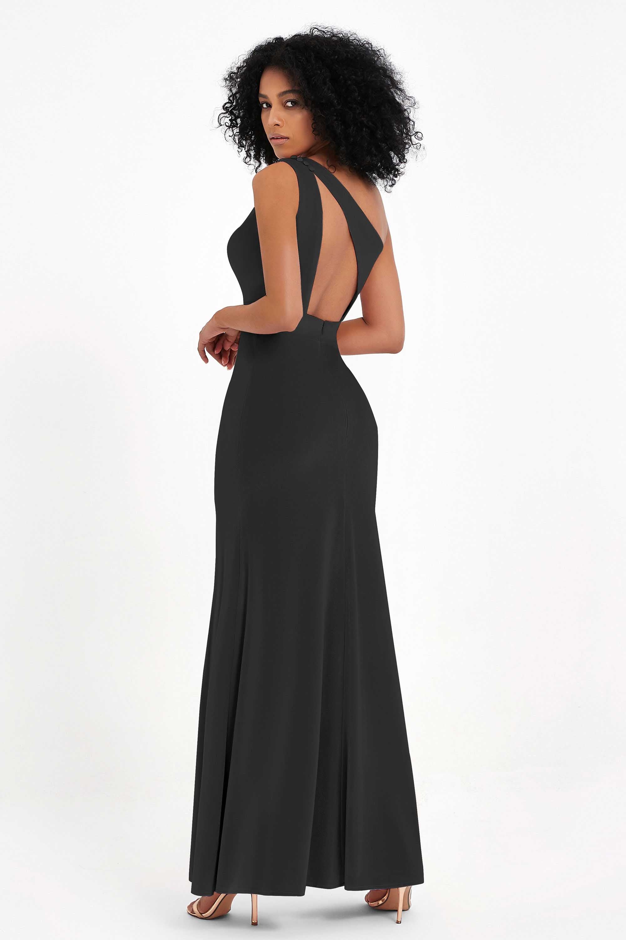 One Shoulder Sheath Sexy Formal Evening Party Dresses with Slit Bridesmaid Dress Prom Gowns