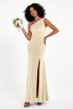 One Shoulder Sheath Sexy Formal Evening Party Dresses with Slit Bridesmaid Dress Prom Gowns