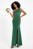 One Shoulder Sheath Sexy Formal Evening Party Dresses with Slit Bridesmaid Dress Prom Gowns
