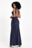 One Shoulder Sheath Sexy Formal Evening Party Dresses with Slit Bridesmaid Dress Prom Gowns