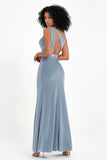 One Shoulder Sheath Sexy Formal Evening Party Dresses with Slit Bridesmaid Dress Prom Gowns