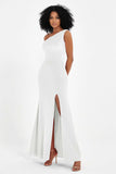 One Shoulder Sheath Sexy Formal Evening Party Dresses with Slit Bridesmaid Dress Prom Gowns