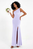 One Shoulder Sheath Sexy Formal Evening Party Dresses with Slit Bridesmaid Dress Prom Gowns