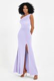 One Shoulder Sheath Sexy Formal Evening Party Dresses with Slit Bridesmaid Dress Prom Gowns