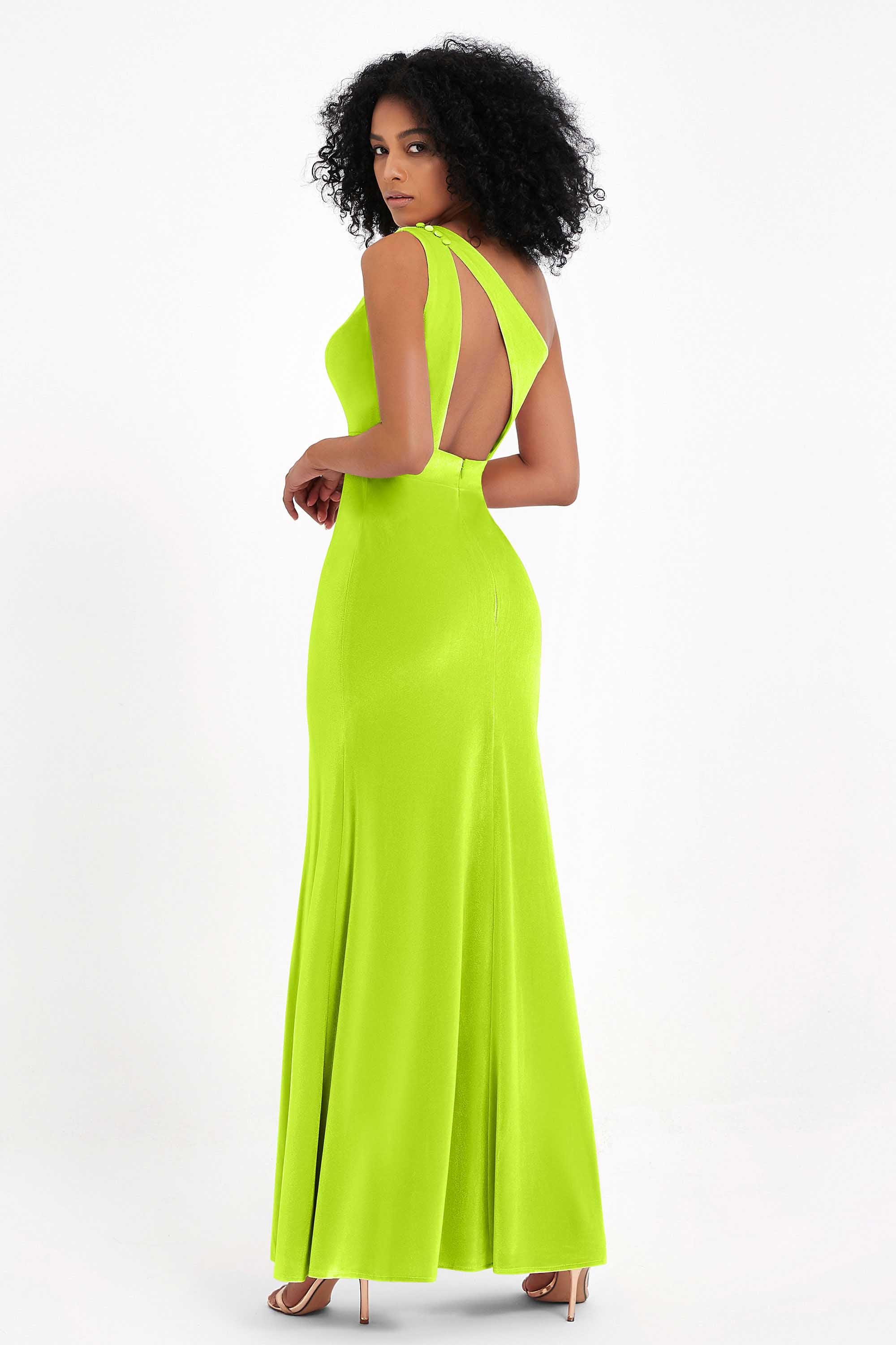 One Shoulder Sheath Sexy Formal Evening Party Dresses with Slit Bridesmaid Dress Prom Gowns