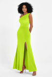 One Shoulder Sheath Sexy Formal Evening Party Dresses with Slit Bridesmaid Dress Prom Gowns