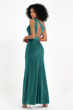 One Shoulder Sheath Sexy Formal Evening Party Dresses with Slit Bridesmaid Dress Prom Gowns
