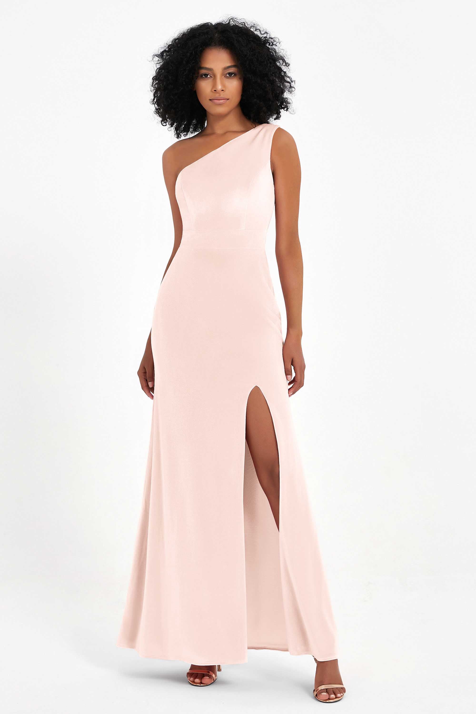 One Shoulder Sheath Sexy Formal Evening Party Dresses with Slit Bridesmaid Dress Prom Gowns