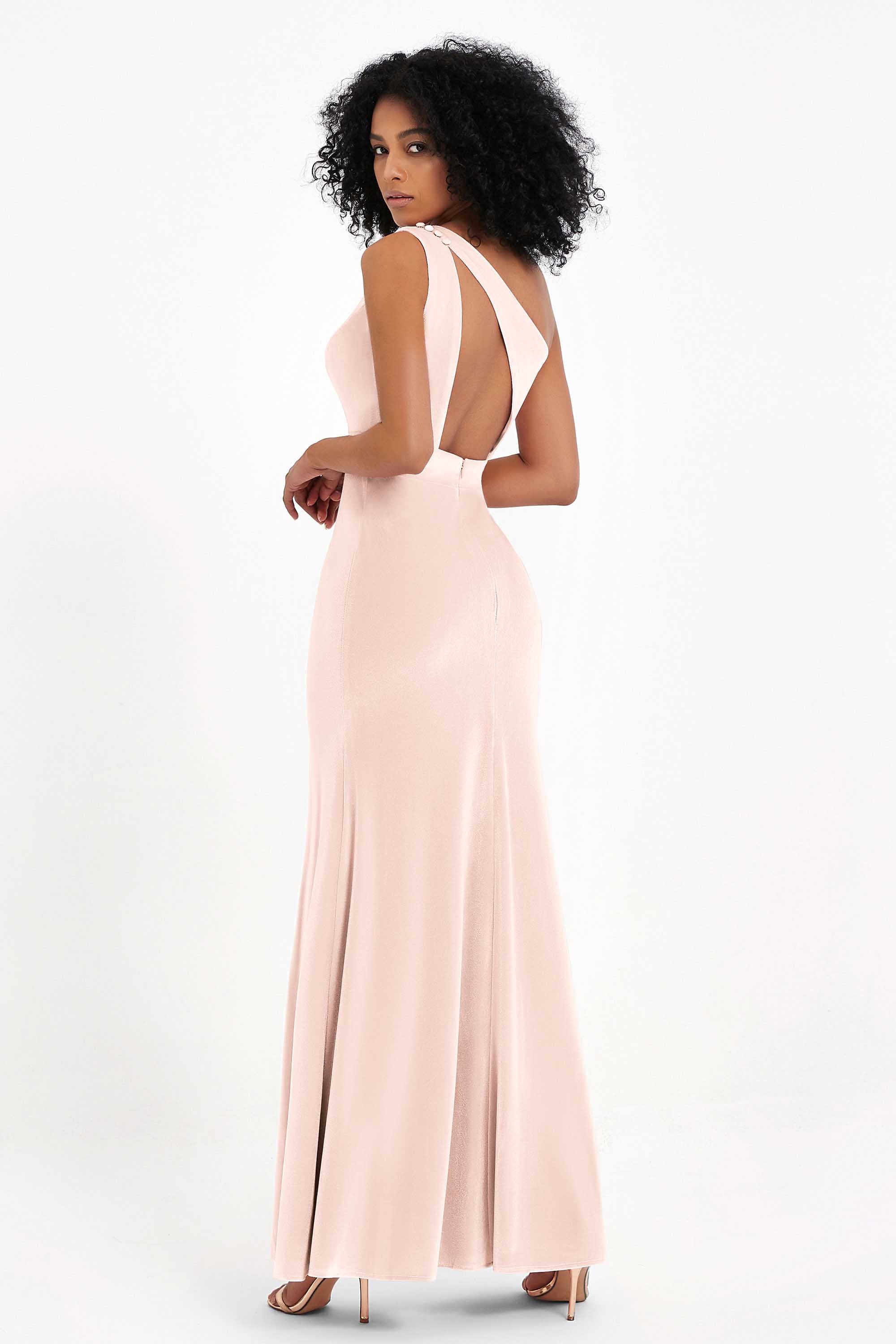 One Shoulder Sheath Sexy Formal Evening Party Dresses with Slit Bridesmaid Dress Prom Gowns