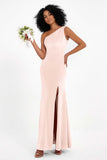 One Shoulder Sheath Sexy Formal Evening Party Dresses with Slit Bridesmaid Dress Prom Gowns