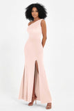 One Shoulder Sheath Sexy Formal Evening Party Dresses with Slit Bridesmaid Dress Prom Gowns