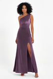 One Shoulder Sheath Sexy Formal Evening Party Dresses with Slit Bridesmaid Dress Prom Gowns