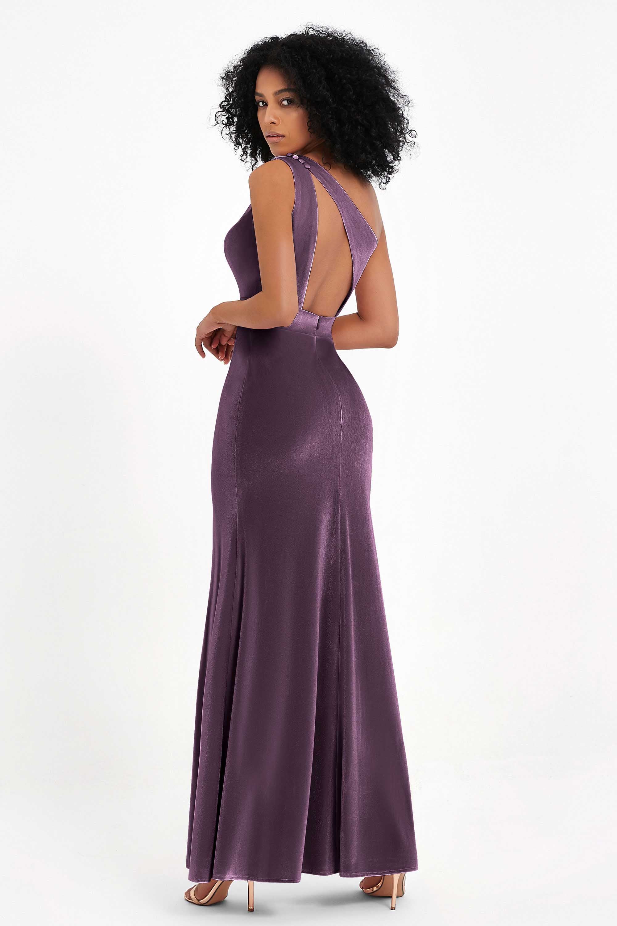 One Shoulder Sheath Sexy Formal Evening Party Dresses with Slit Bridesmaid Dress Prom Gowns