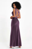 One Shoulder Sheath Sexy Formal Evening Party Dresses with Slit Bridesmaid Dress Prom Gowns