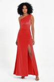 One Shoulder Sheath Sexy Formal Evening Party Dresses with Slit Bridesmaid Dress Prom Gowns