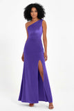 One Shoulder Sheath Sexy Formal Evening Party Dresses with Slit Bridesmaid Dress Prom Gowns