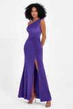 One Shoulder Sheath Sexy Formal Evening Party Dresses with Slit Bridesmaid Dress Prom Gowns