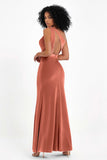 One Shoulder Sheath Sexy Formal Evening Party Dresses with Slit Bridesmaid Dress Prom Gowns