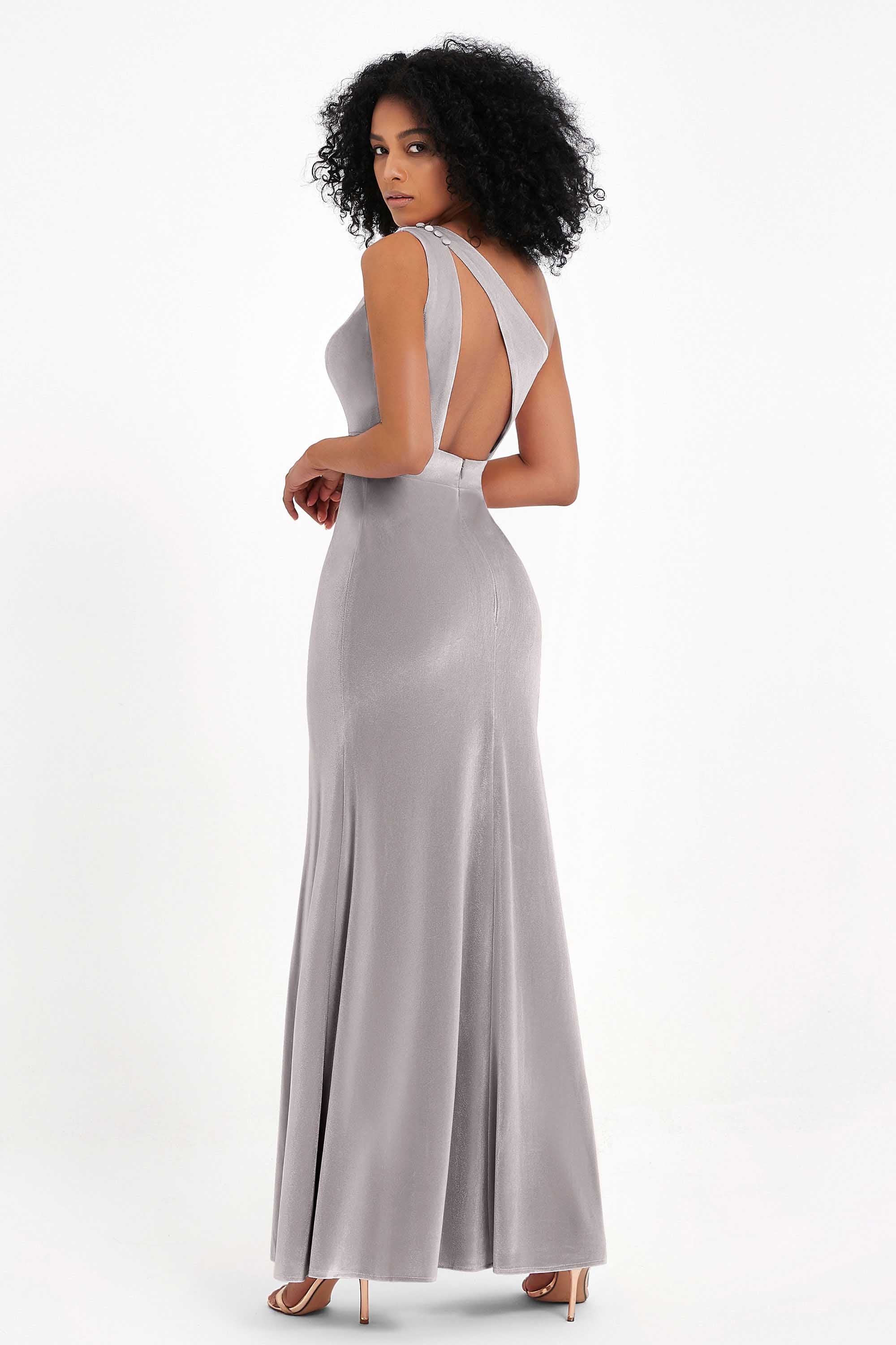 One Shoulder Sheath Sexy Formal Evening Party Dresses with Slit Bridesmaid Dress Prom Gowns