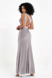 One Shoulder Sheath Sexy Formal Evening Party Dresses with Slit Bridesmaid Dress Prom Gowns