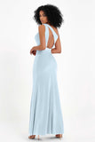 One Shoulder Sheath Sexy Formal Evening Party Dresses with Slit Bridesmaid Dress Prom Gowns