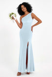One Shoulder Sheath Sexy Formal Evening Party Dresses with Slit Bridesmaid Dress Prom Gowns
