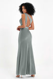 One Shoulder Sheath Sexy Formal Evening Party Dresses with Slit Bridesmaid Dress Prom Gowns