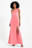 One Shoulder Sheath Sexy Formal Evening Party Dresses with Slit Bridesmaid Dress Prom Gowns