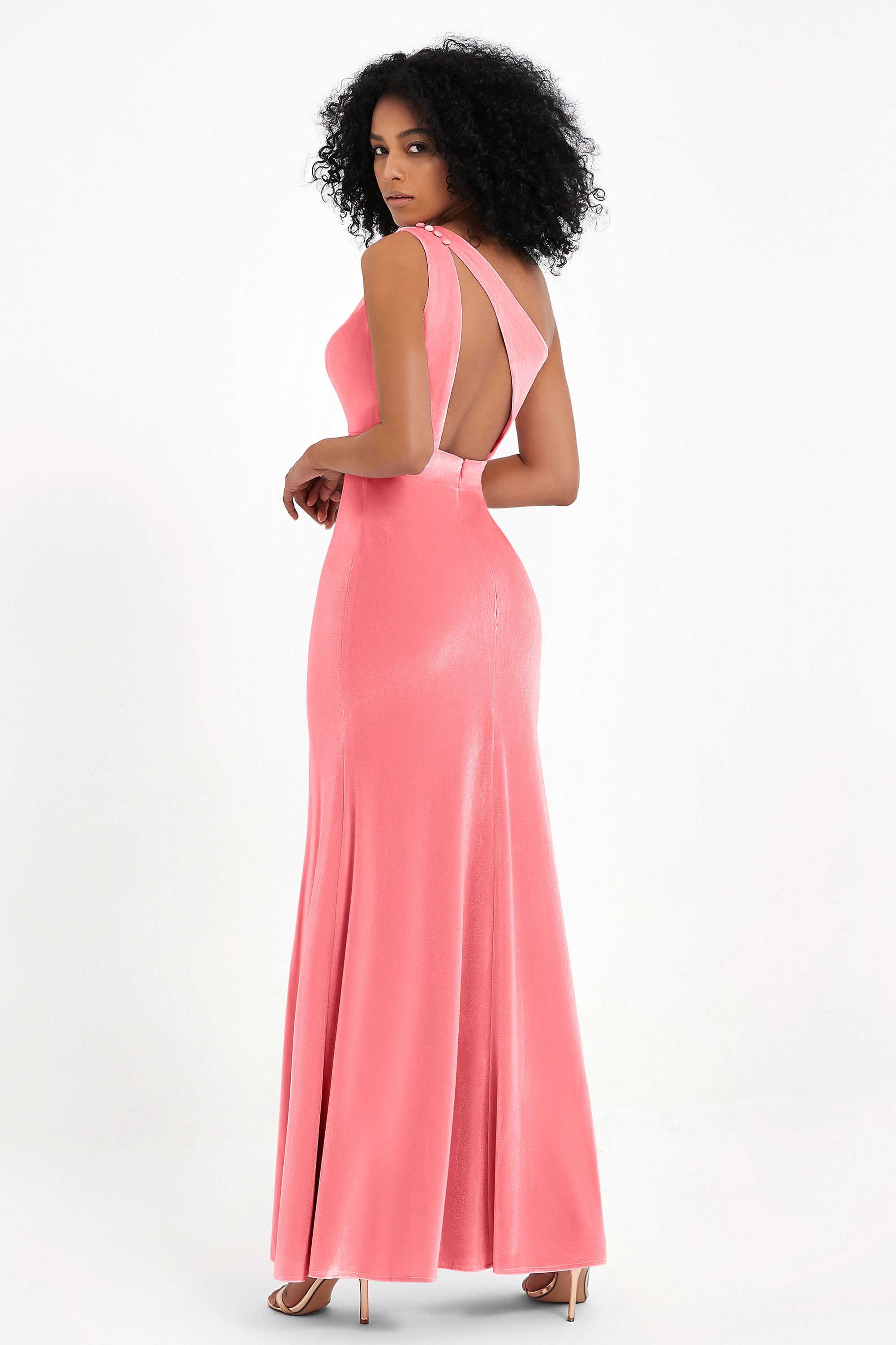 One Shoulder Sheath Sexy Formal Evening Party Dresses with Slit Bridesmaid Dress Prom Gowns