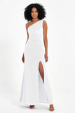 One Shoulder Sheath Sexy Formal Evening Party Dresses with Slit Bridesmaid Dress Prom Gowns