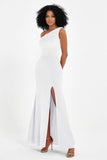 One Shoulder Sheath Sexy Formal Evening Party Dresses with Slit Bridesmaid Dress Prom Gowns
