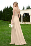 Spaghetti Straps Chiffon Bridesmaid Dress Pleated V Neck Formal Evening Dresses Gowns