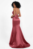 Spaghetti Straps V Neck Satin Formal Evening Dresses Mermaid Prom Party Gowns with Bowknot