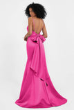 Spaghetti Straps V Neck Satin Formal Evening Dresses Mermaid Prom Party Gowns with Bowknot