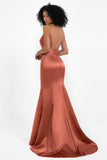 Spaghetti Straps V Neck Satin Formal Evening Dresses Mermaid Prom Party Gowns with Bowknot