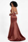 Spaghetti Straps V Neck Satin Formal Evening Dresses Mermaid Prom Party Gowns with Bowknot