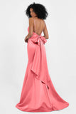 Spaghetti Straps V Neck Satin Formal Evening Dresses Mermaid Prom Party Gowns with Bowknot