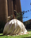 Sweetheart Embroidery Satin  Champagne Quinceanera Dresses Lace Ball Gowns