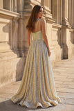 A-Line One Shoulder Sequins Prom Dress with Pockets