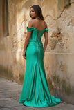 Off the Shoulder Royal Blue Prom Dress with Train