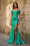 Off the Shoulder Royal Blue Prom Dress with Train