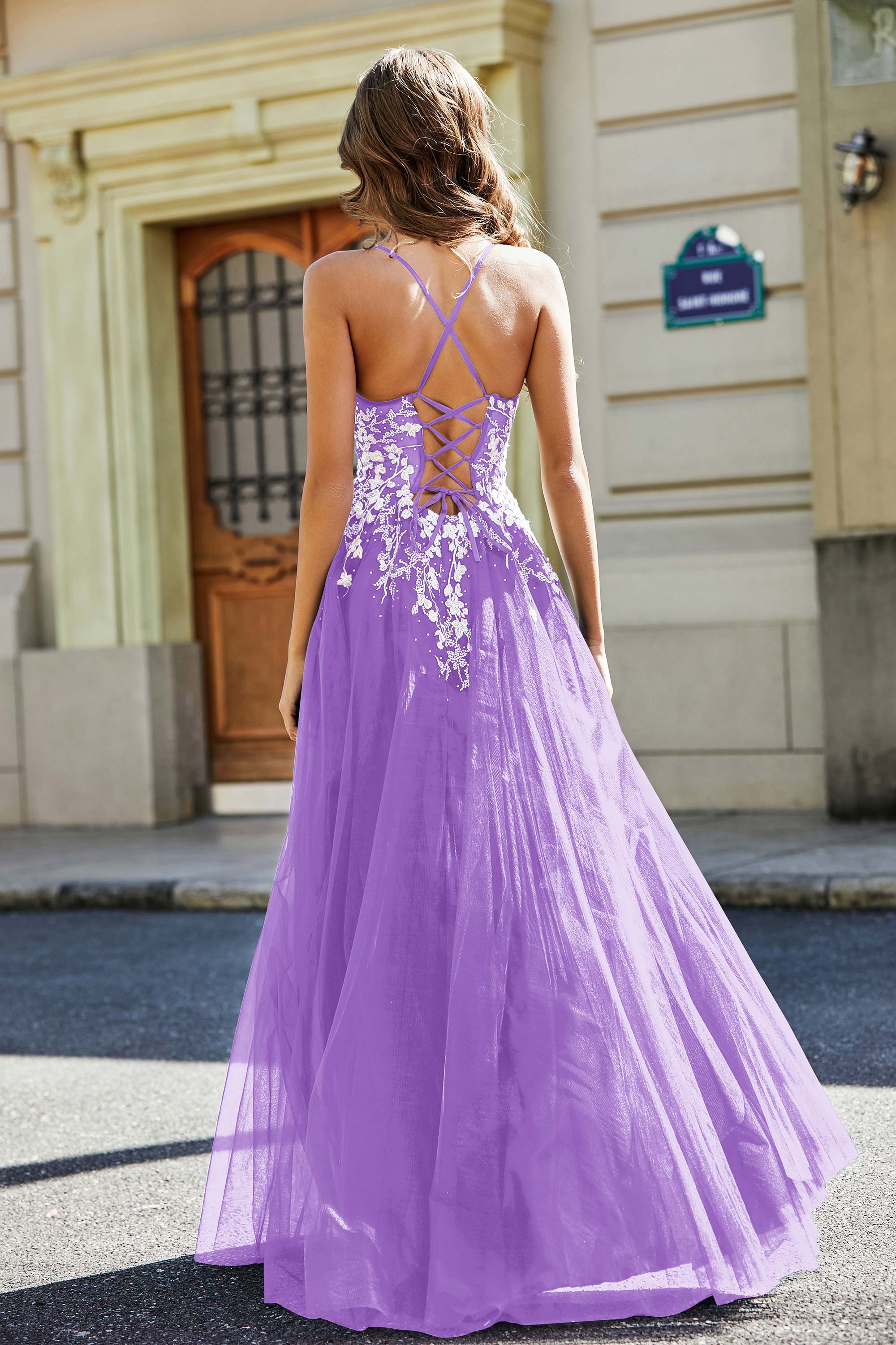 Sweetheart Neck Applique Top Tulle Prom Party Ball Dress Formal Evening Gowns