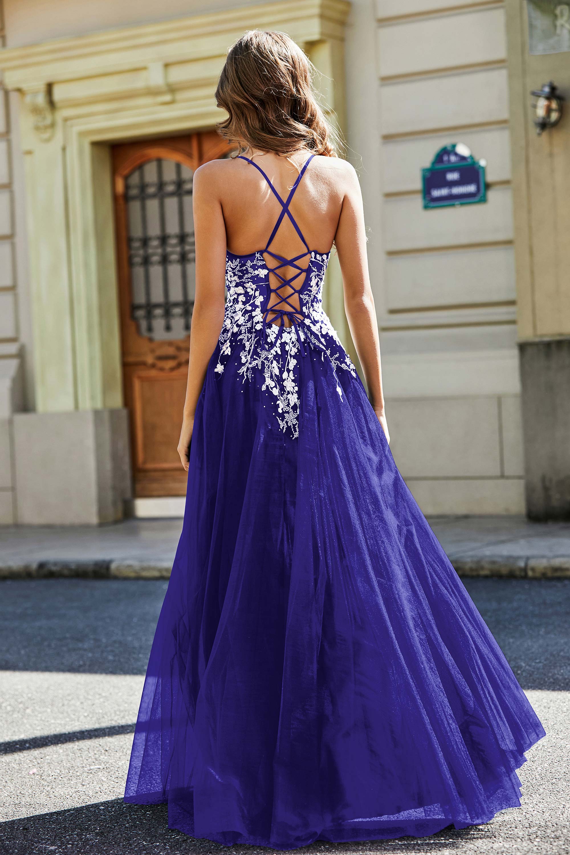 Sweetheart Neck Applique Top Tulle Prom Party Ball Dress Formal Evening Gowns