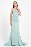Meerjungfrau-Linie mit Wasserfallausschnitt und bodenlangem Satin-Abendkleid, formelle Abendkleider, Abschlussball- und Partykleider